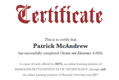MITx 6.002x certificate